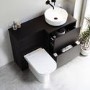 1100mm Black Right Hand Toilet and Sink Unit with Marble Countertop Basin and Black Fittings - Palma