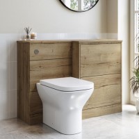 1100mm Wood Effect Toilet and Sink Unit Right Hand with Square Toilet and Chrome Fittings - Palma