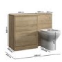 1100mm Wood Effect Toilet and Sink Unit Left Hand with Square Toilet and Chrome Fittings - Palma