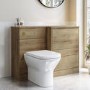 1100mm Wood Effect Toilet and Sink Unit Right Hand with Square Toilet and Brass Fittings - Palma