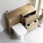 1100mm Wood Effect Toilet and Sink Unit Right Hand with Square Toilet and Brass Fittings - Palma