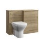 1100mm Wood Effect Toilet and Sink Unit Right Hand with Square Toilet and Brass Fittings - Palma