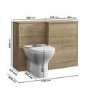 1100mm Wood Effect Toilet and Sink Unit Right Hand with Square Toilet and Brass Fittings - Palma