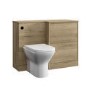 1100mm Wood Effect Right Hand Toilet and Sink Unit with Square Toilet and Black Fittings - Palma