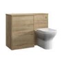 1100mm Wood Effect Left Hand Toilet and Sink Unit with Square Toilet and Brass Fittings - Palma