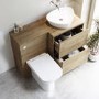 1100mm Wood Effect Right Hand Toilet and Sink Unit with Triangular Basin and Chrome Fittings - Palma