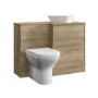 1100mm Wood Effect Right Hand Toilet and Sink Unit with Triangular Basin and Chrome Fittings - Palma