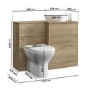 1100mm Wood Effect Right Hand Toilet and Sink Unit with Triangular Basin and Chrome Fittings - Palma