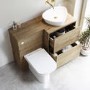 1100mm Wood Effect Right Hand Toilet and Sink Unit with Triangular Basin and Brass Fittings - Palma