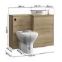 1100mm Wood Effect Right Hand Toilet and Sink Unit with Triangular Basin and Black Fittings - Palma