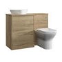 1100mm Wood Effect Left Hand Toilet and Sink Unit with Triangular Basin and Chrome Fittings - Palma