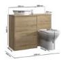 1100mm Wood Effect Left Hand Toilet and Sink Unit with Triangular Basin and Chrome Fittings - Palma