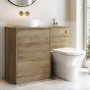 1100mm Wood Effect Left Hand Toilet and Sink Unit with Triangular Basin and Brass Fittings - Palma