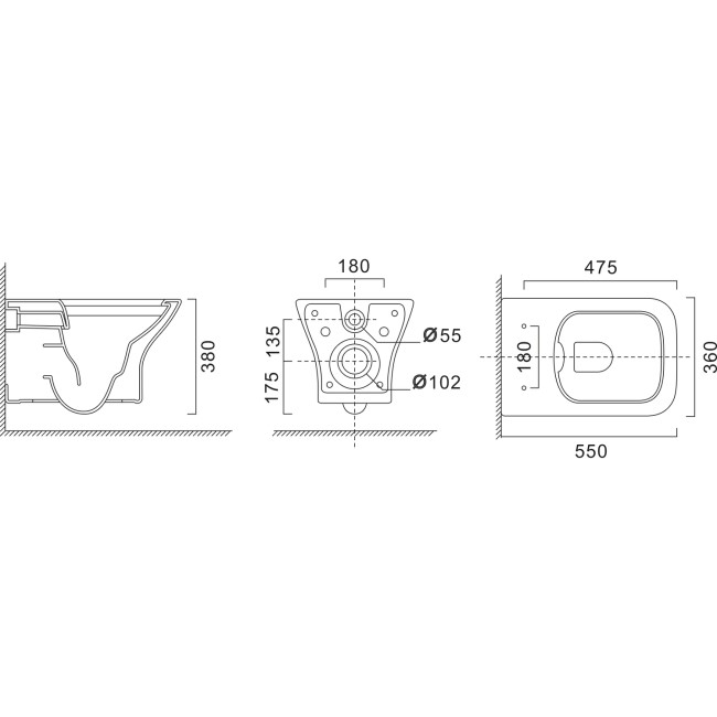 Wall Hung Rimless Toilet with Soft Close Seat - Palma