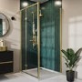 Brushed Brass 8mm Glass Rectangular Hinged Shower Enclosure 1000x800mm - Pavo