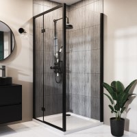 Black 8mm Glass Rectangular Hinged Shower Enclosure 1000x800mm - Pavo