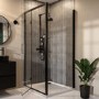 Black 8mm Glass Rectangular Hinged Shower Enclosure 1000x800mm - Pavo