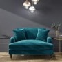 Teal Velvet Love Seat and Footstool - Payton