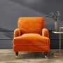 Orange Velvet Armchair and Footstool - Payton