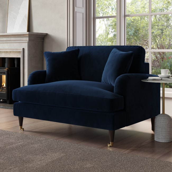 Navy Velvet Love Seat - Payton