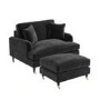 Grey Velvet Love Seat and Footstool - Payton