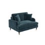 Blue Velvet Love Seat and Footstool - Payton