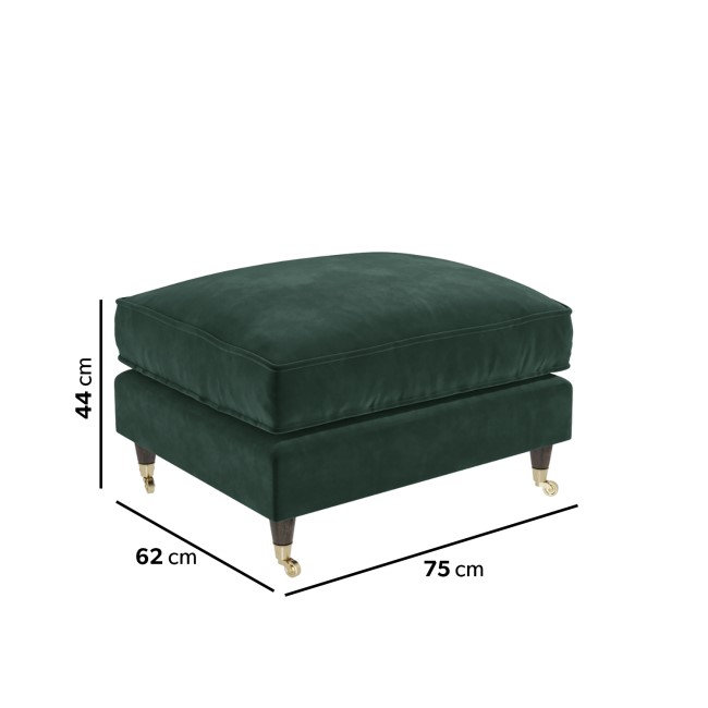 Dark Green Velvet Love Seat and Footstool - Payton