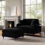 Black Velvet Love Seat and Footstool- Payton