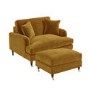 Mustard Velvet Loveseat and Footstool Set - Payton