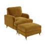 Mustard Velvet Armchair and Footstool Set - Payton