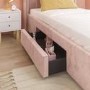 Pink Velvet Single Bed Frame with Storage Drawer - Phoebe