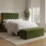 Olive Green Velvet Double Ottoman Bed with Matching Blanket Box - Pippa