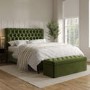 Olive Green Velvet Super King Ottoman Bed with Blanket Box - Pippa