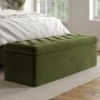 Olive Green Velvet Super King Ottoman Bed with Blanket Box - Pippa