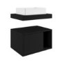 600mm Black Wall Hung Countertop Vanity Unit with Rectangular Basin and Shelves - Porto