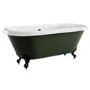 Freestanding Dark Green  Double Ended Roll Top Bath with Black Feet 1515 x 740mm - Park Royal