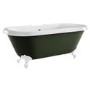 Freestanding Dark Green  Double Ended Roll Top Bath with White Feet 1515 x 740mm - Park Royal