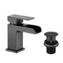 Black Waterfall Bath and Basin Tap Set with Basin Waste - Quadra