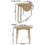 Oak Drop Leaf Dining Table Set with 4 Beige Upholstered Chairs - Seats 4 - Rudy