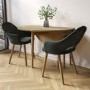 Oak Drop Leaf Dining Table Set with 2 Green Upholstered Chairs - Seats 2 - Rudy