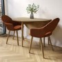 Oak Drop Leaf Dining Table Set with 2 Burnt Orange Upholstered Chairs - Seats 2 - Rudy