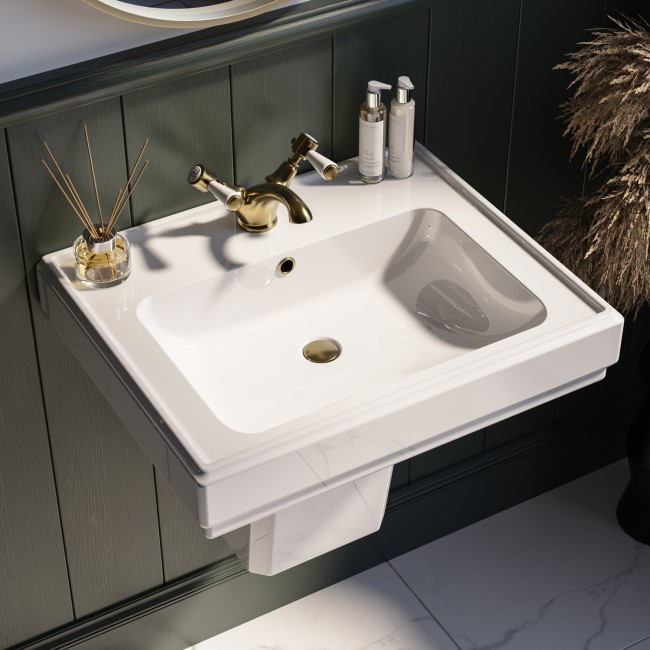 Traditional Semi Pedestal 1 Tap Hole Basin 583mm - Park Royal