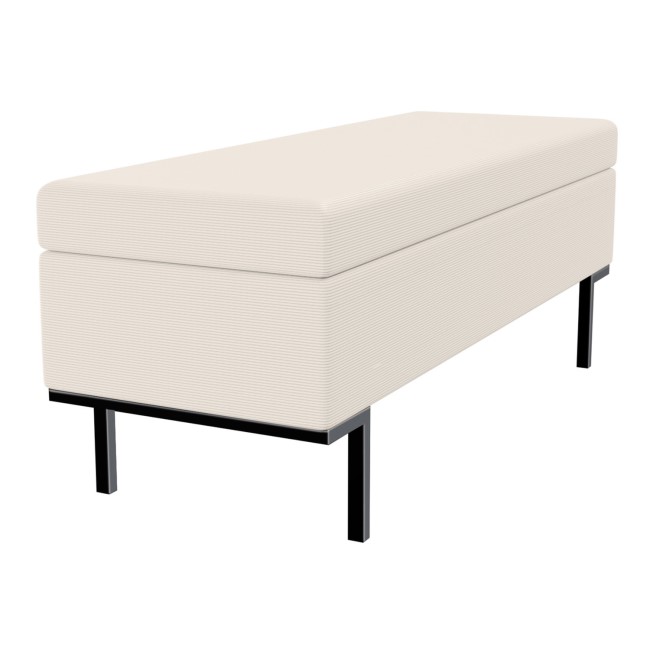 Cushioned End-of-Bed Ottoman Storage Bench in Beige Corduroy - Roman