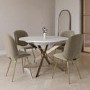 White Marble Effect Extendable Dining Table Set with 4 Mink Velvet Chairs - Seats 4 - Reine