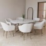 White Marble Effect Extendable Dining Table Set with 6 Cream Boucle Chairs - Seats 6 - Reine