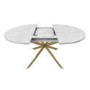 White Marble Effect Extendable Dining Table Set with 6 Cream Boucle Chairs - Seats 6 - Reine