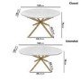 White Marble Effect Extendable Dining Table Set with 4 Cream Boucle Chairs - Seats 4 - Reine