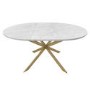 White Marble Effect Extendable Dining Table Set with 4 Cream Boucle Chairs - Seats 4 - Reine