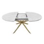 White Marble Effect Extendable Dining Table Set with 4 Cream Boucle Chairs - Seats 4 - Reine