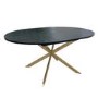 Round to Oval Black Wooden Extendable Dining Table with Gold Legs - Seats 4 - 6 - Reine